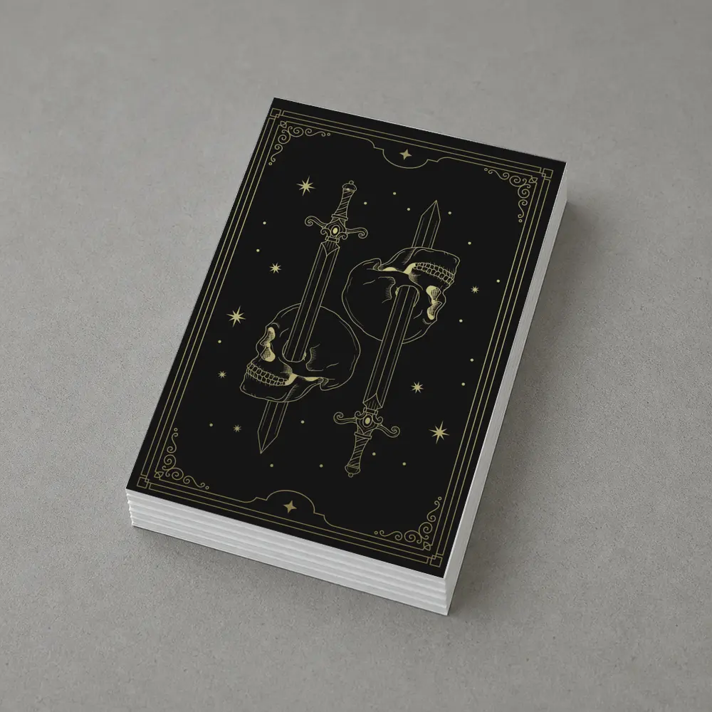 Gold Skull Swords Dark Mystical Tarot Art – Postcards