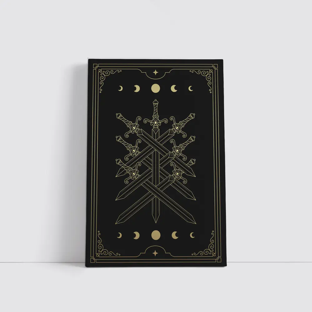 Seven Swords Gold Moon Phase Dark – Wall Art