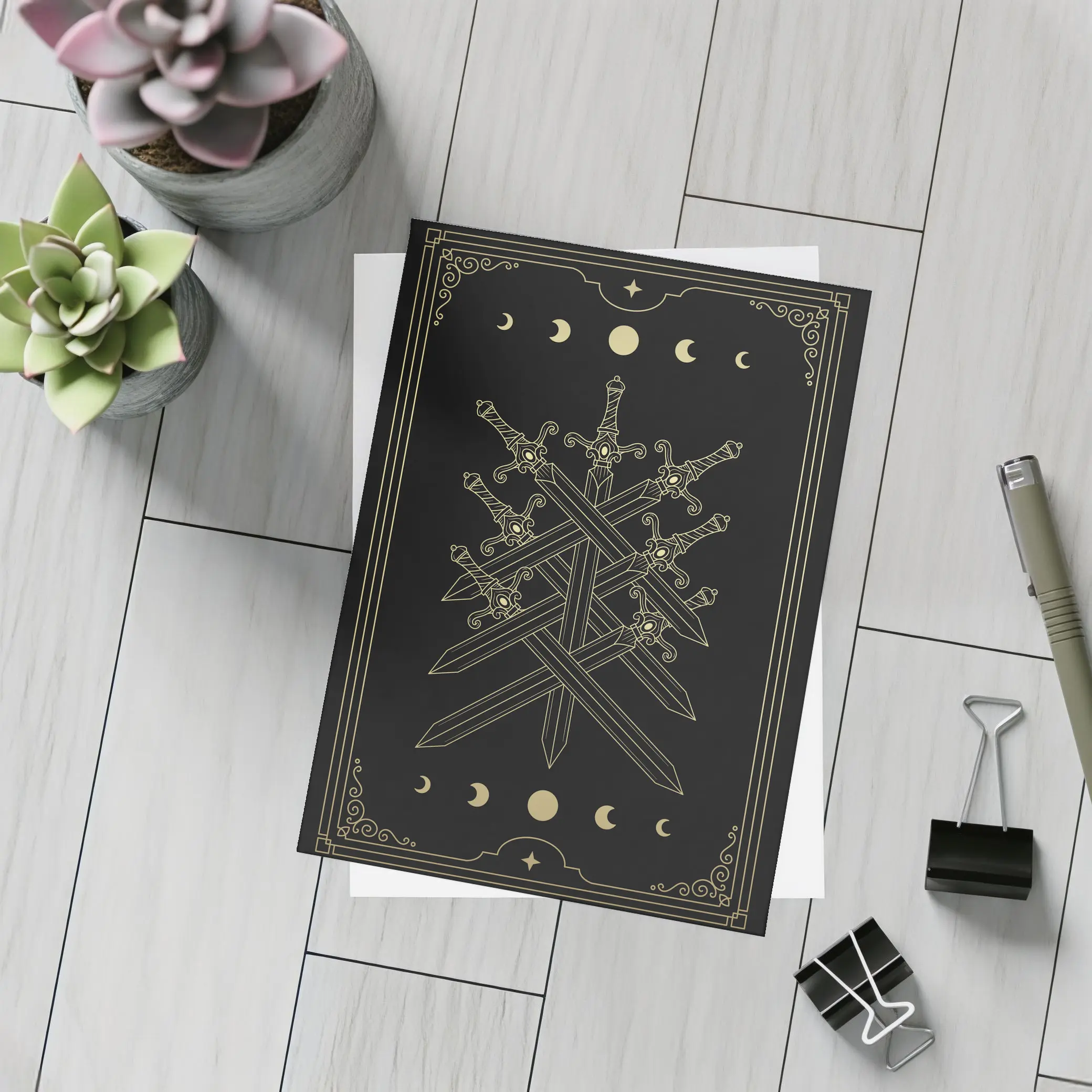 Seven Swords Gold Moon Phase Dark – Postcards
