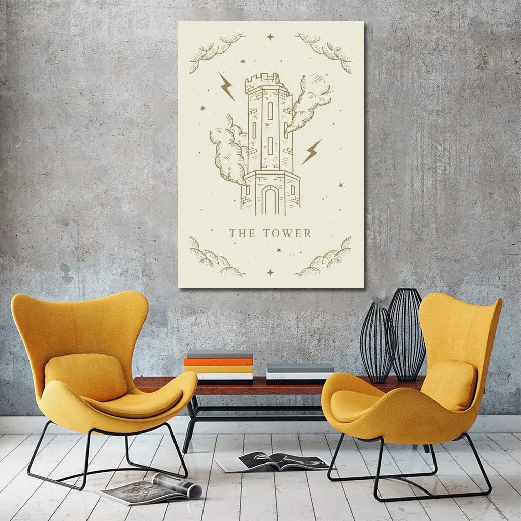The Tower Tarot Card Mystical Illustration Art – Wall Art