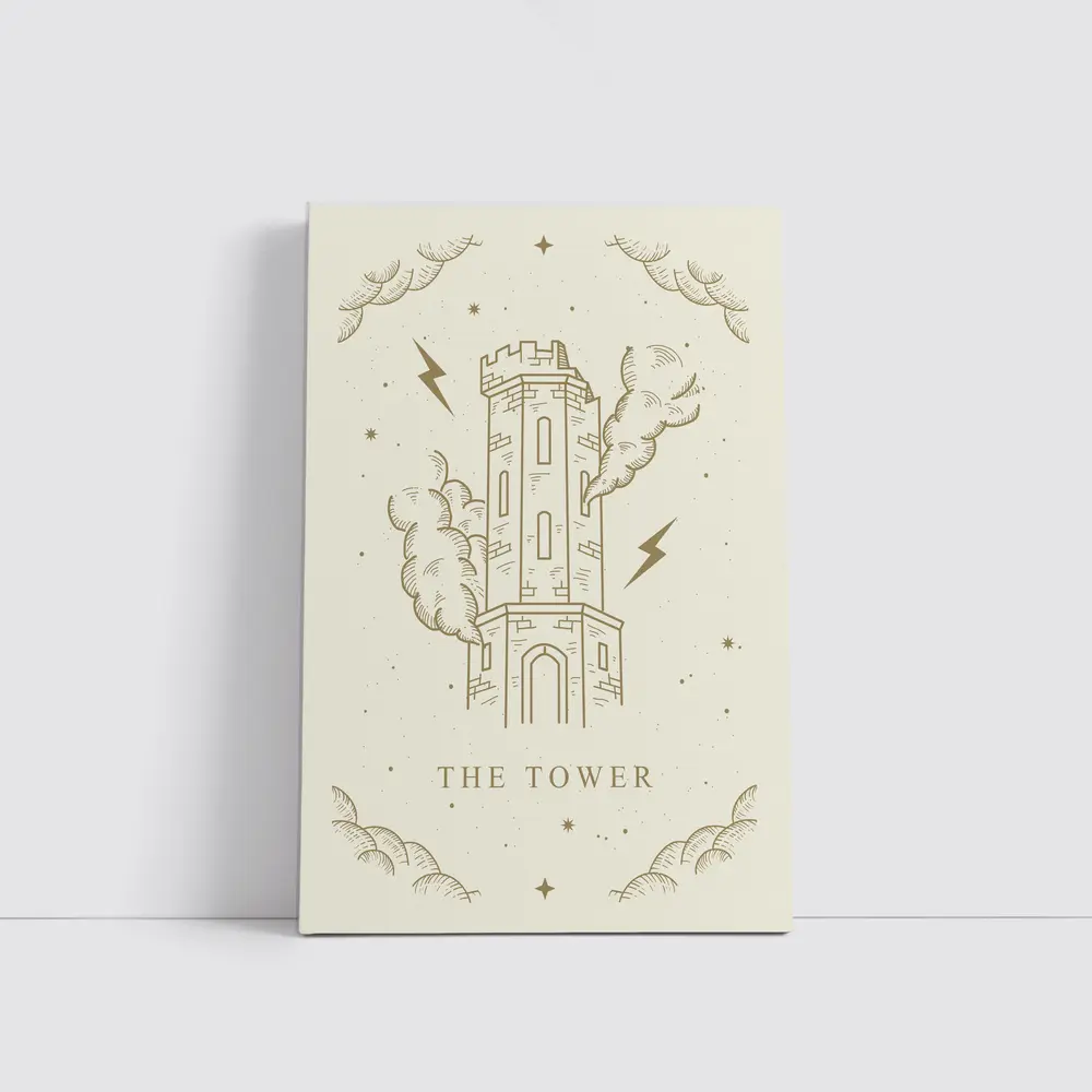 The Tower Tarot Card Mystical Illustration Art – Wall Art