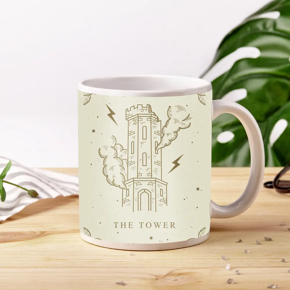 The Tower Tarot Card Mystical Illustration Art – Mugs