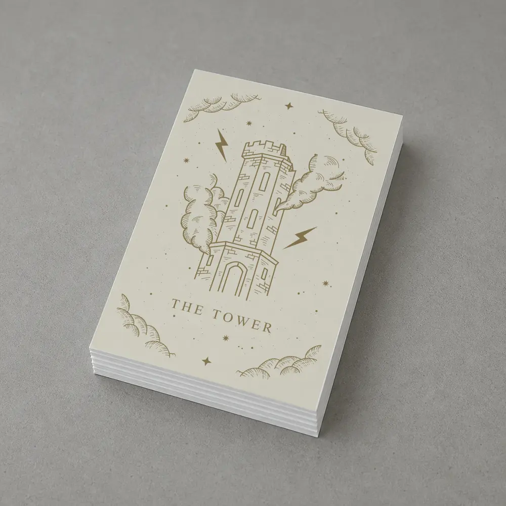 The Tower Tarot Card Mystical Illustration Art – Postcards
