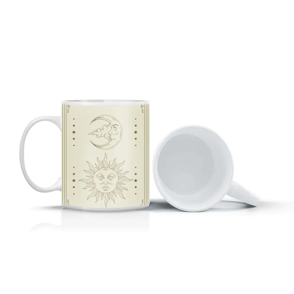 Sun and Moon Celestial Boho Beige Art – Mugs