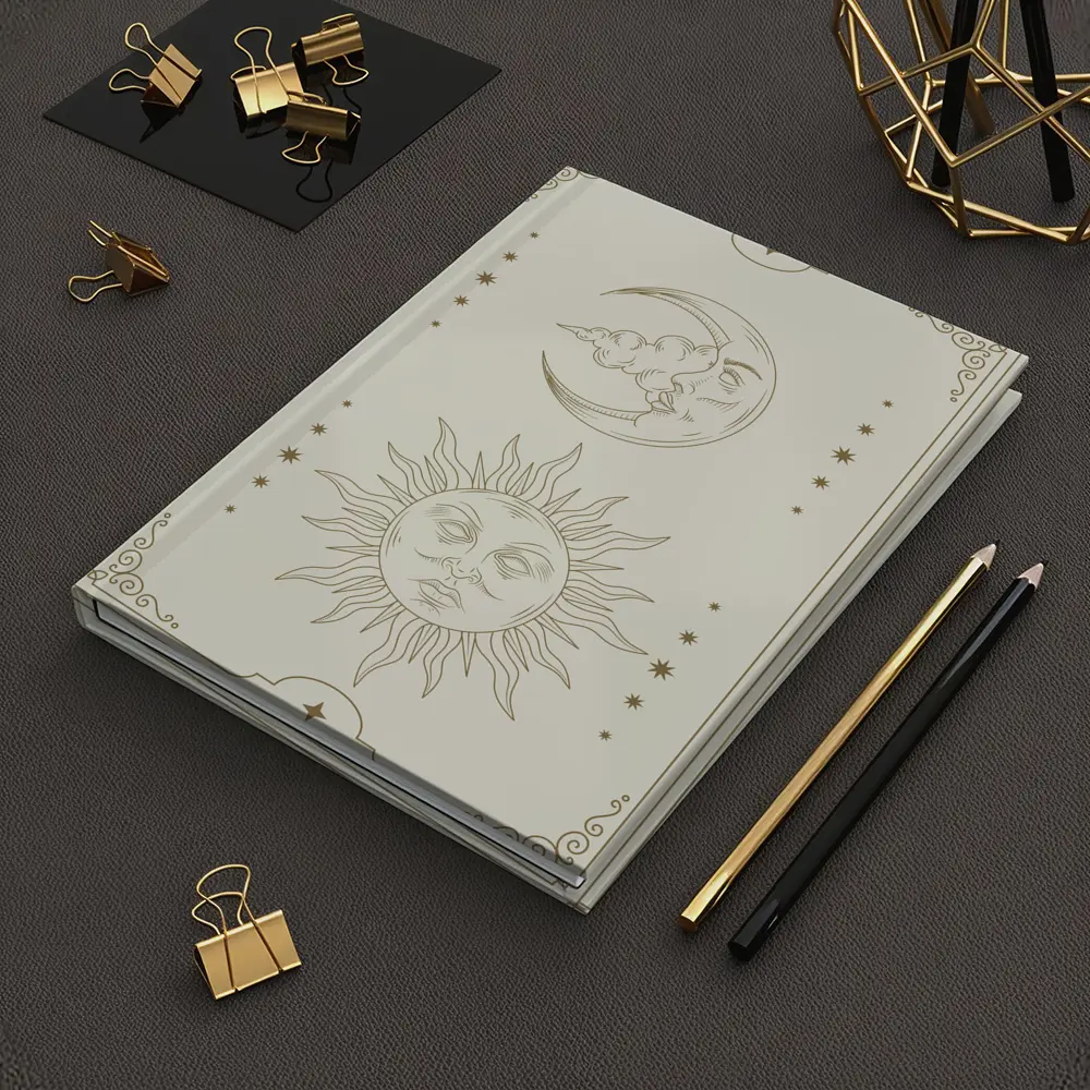 Sun and Moon Celestial Boho Beige Art – Notebooks