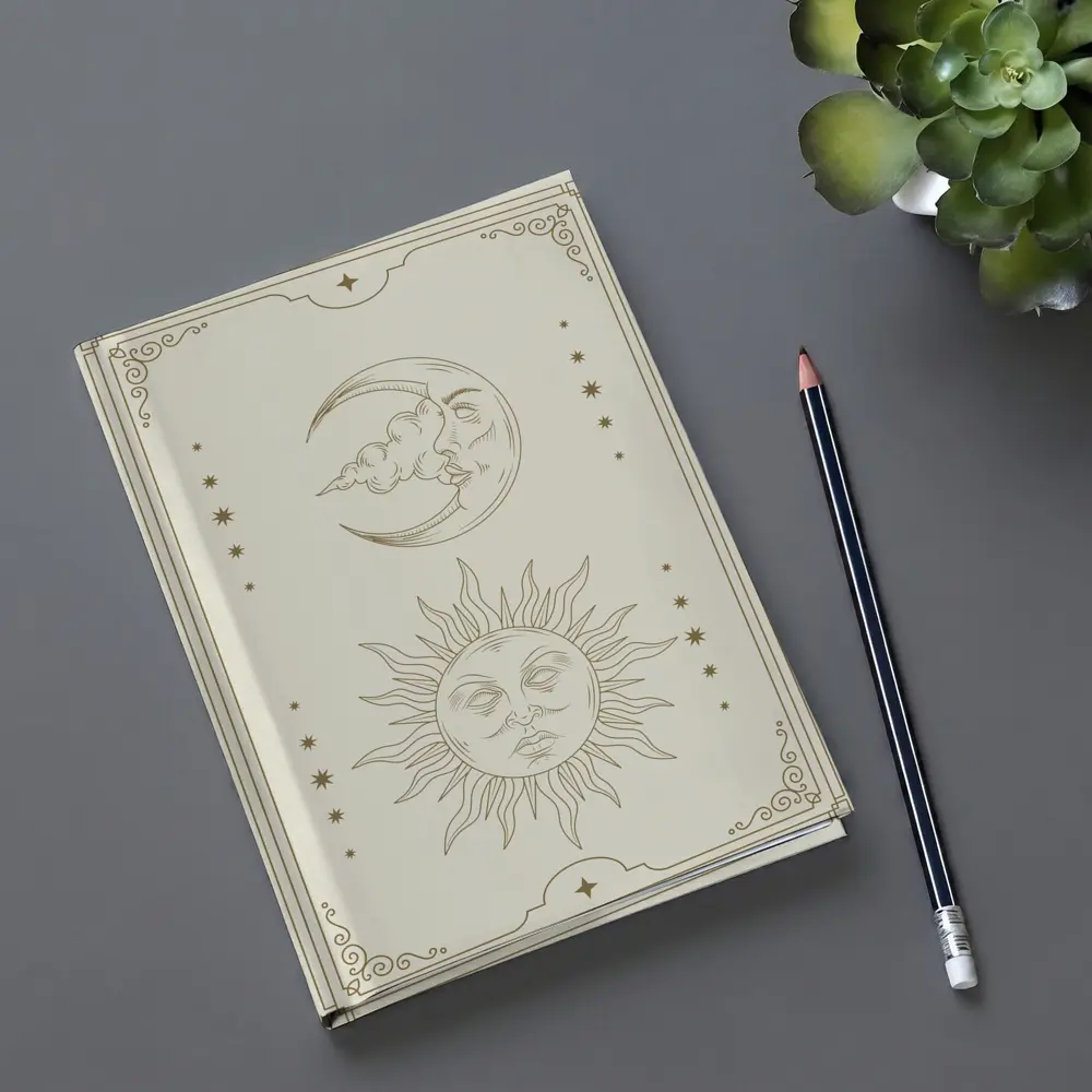 Sun and Moon Celestial Boho Beige Art – Notebooks