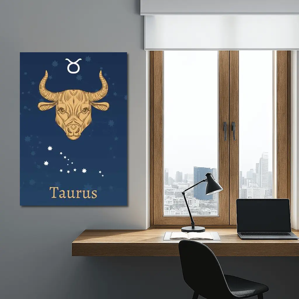 Taurus Zodiac Sign Gold Bull Stars – Wall Art