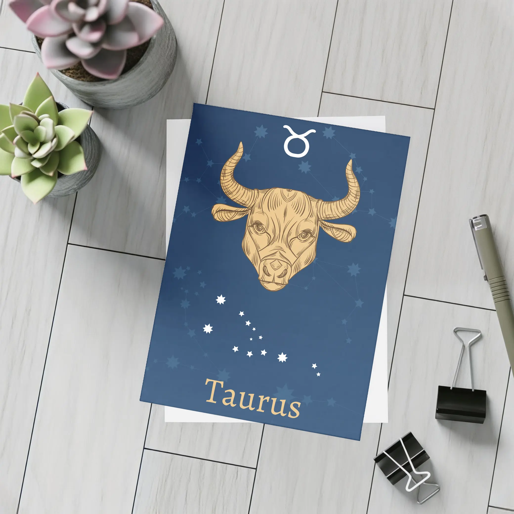 Taurus Zodiac Sign Gold Bull Stars – Postcards