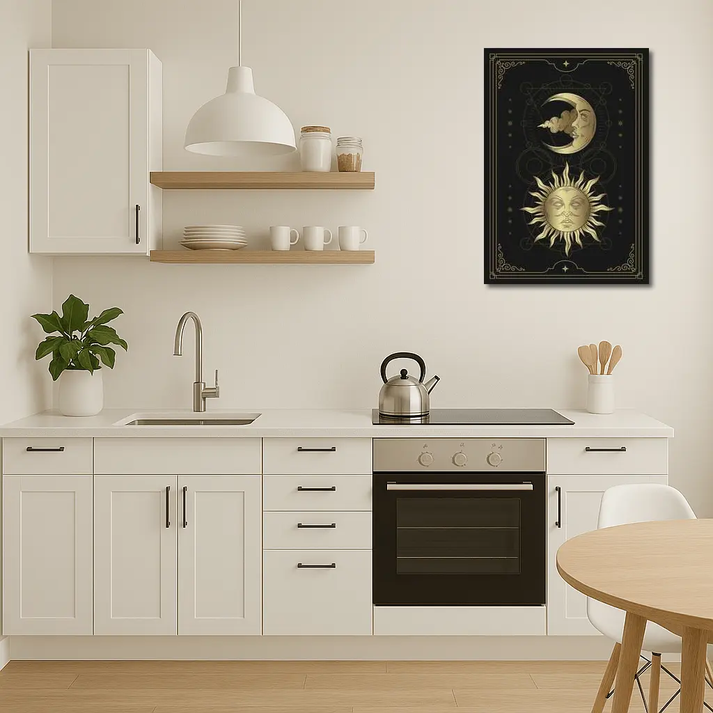 Gold Sun and Moon Mystical Dark Art – Wall Art