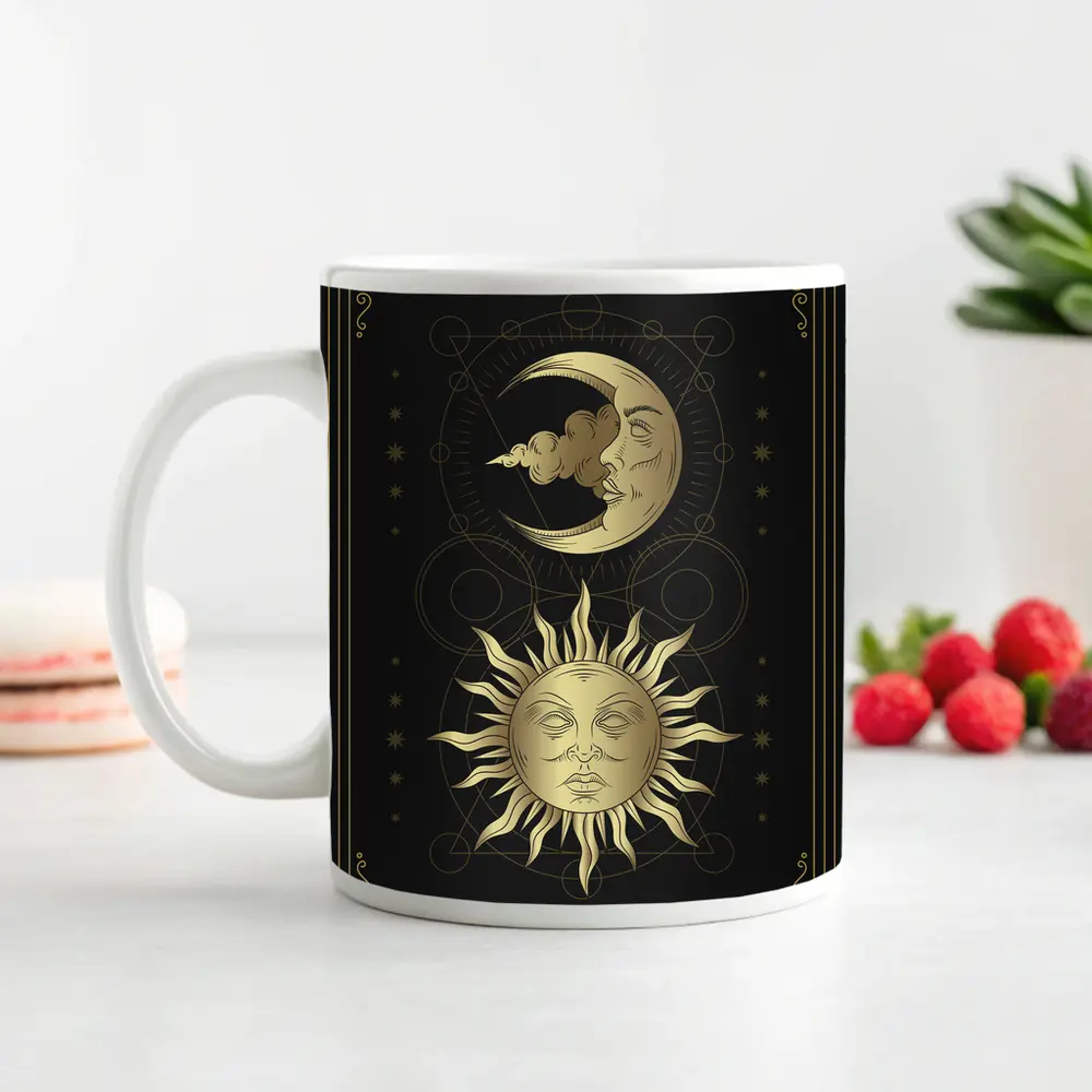 Gold Sun and Moon Mystical Dark Art – Mugs