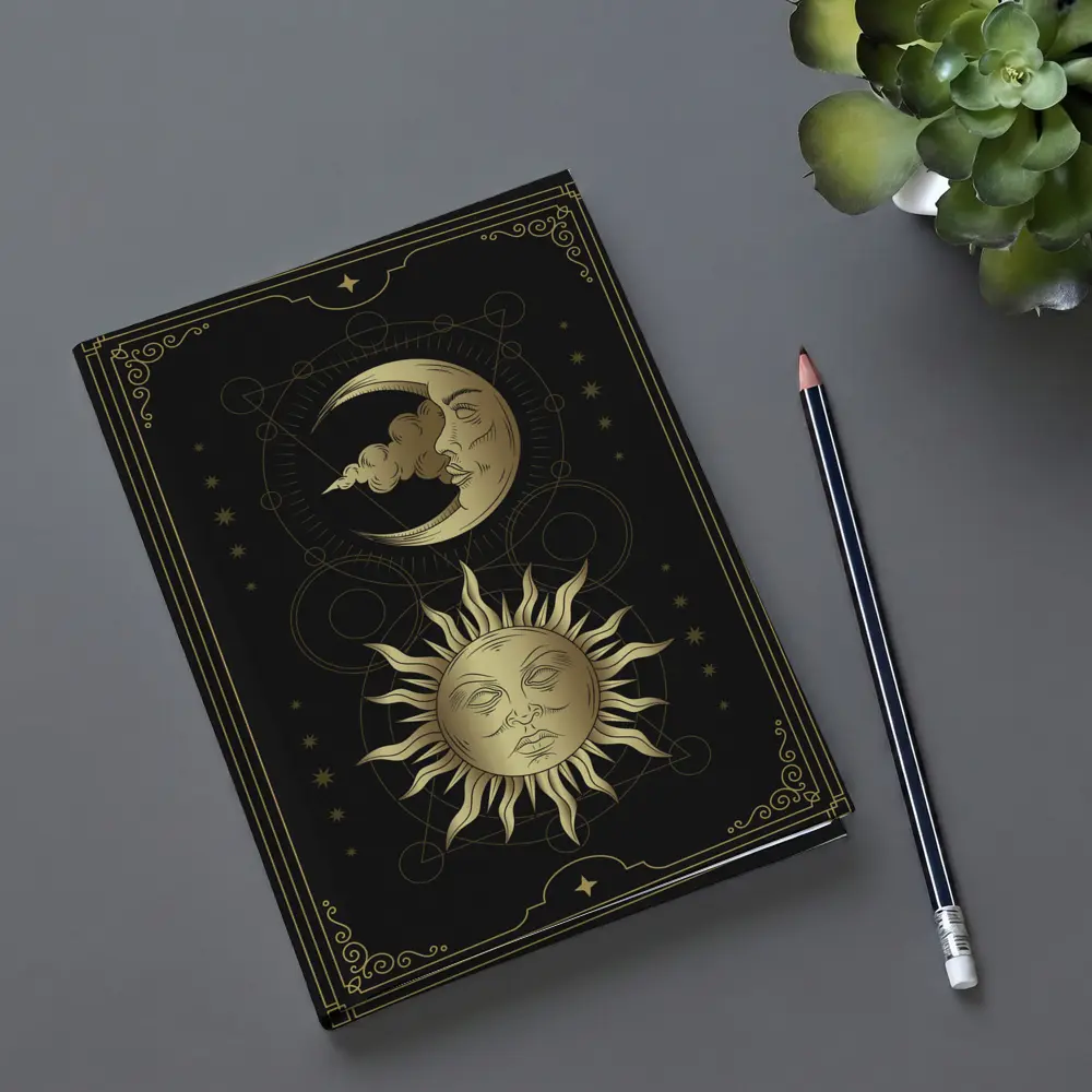 Gold Sun and Moon Mystical Dark Art – Notebooks