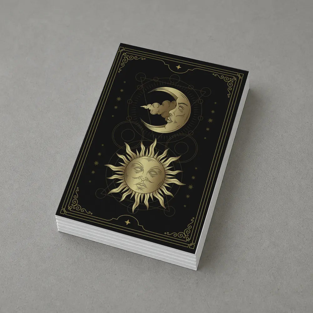 Gold Sun and Moon Mystical Dark Art – Postcards