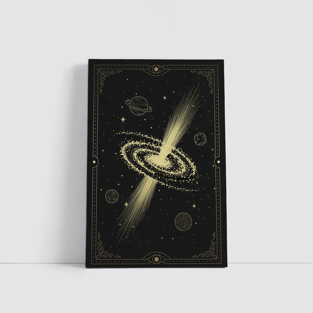 Gold Galaxy Spiral Cosmic Tarot Art – Wall Art