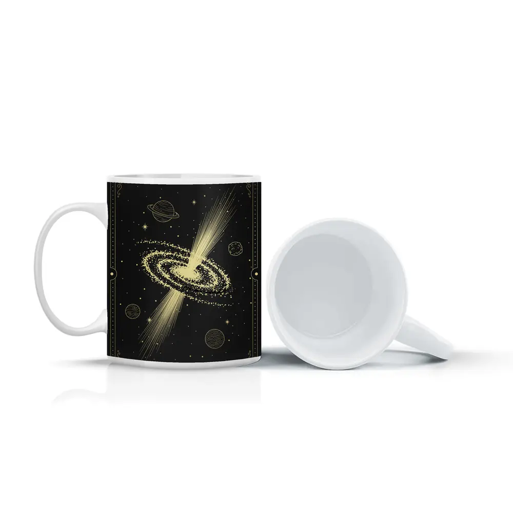Gold Galaxy Spiral Cosmic Tarot Art – Mugs