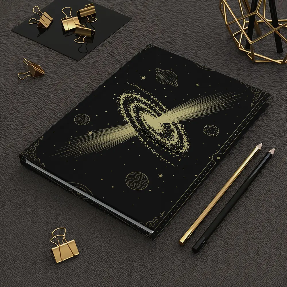 Gold Galaxy Spiral Cosmic Tarot Art – Notebooks