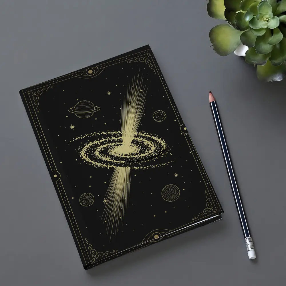Gold Galaxy Spiral Cosmic Tarot Art – Notebooks