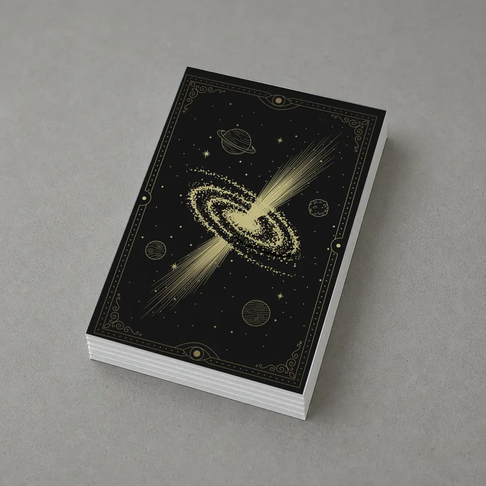 Gold Galaxy Spiral Cosmic Tarot Art – Postcards