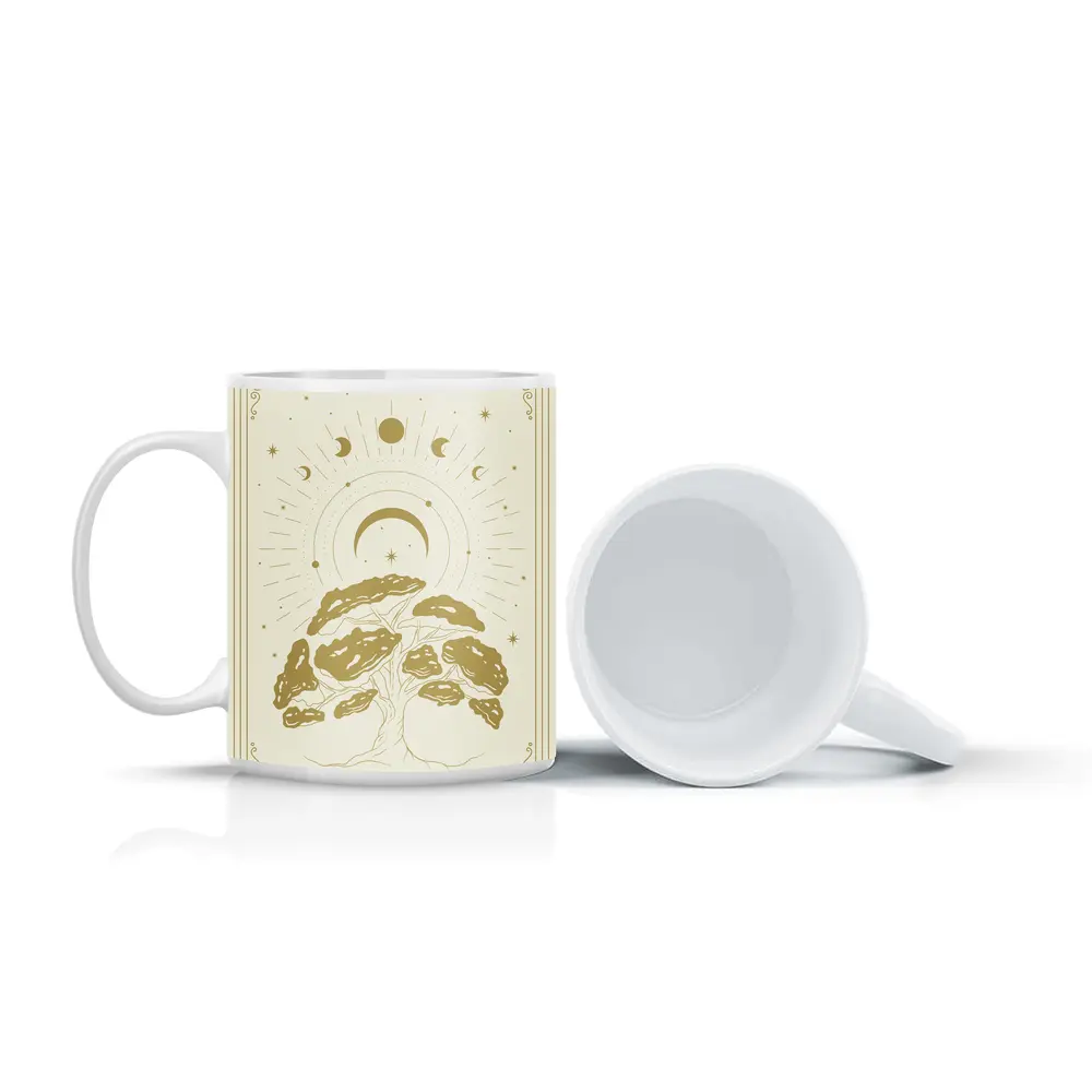 Gold Mystical Tree Moon Celestial Art – Mugs
