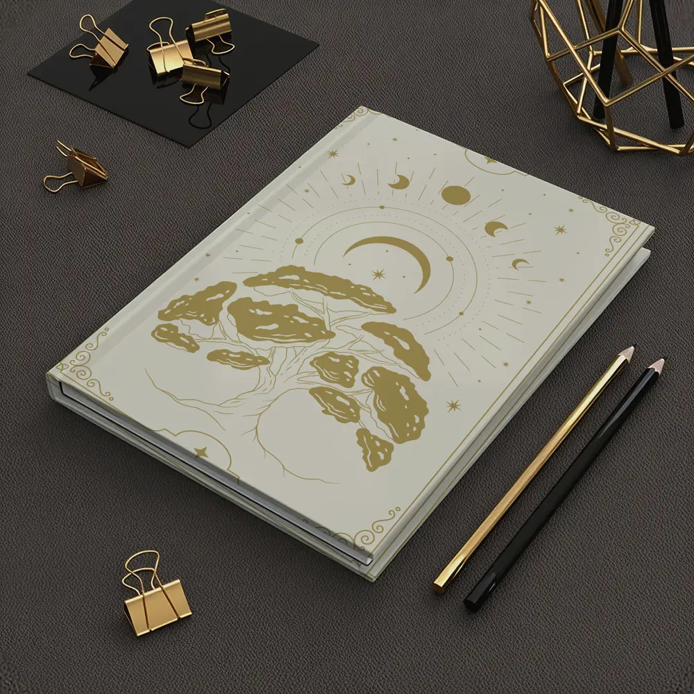 Gold Mystical Tree Moon Celestial Art – Notebooks