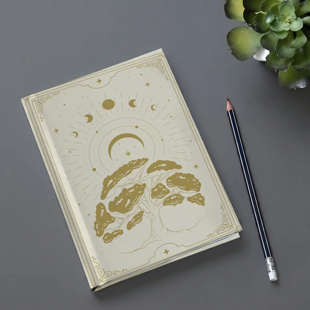 Gold Mystical Tree Moon Celestial Art – Notebooks