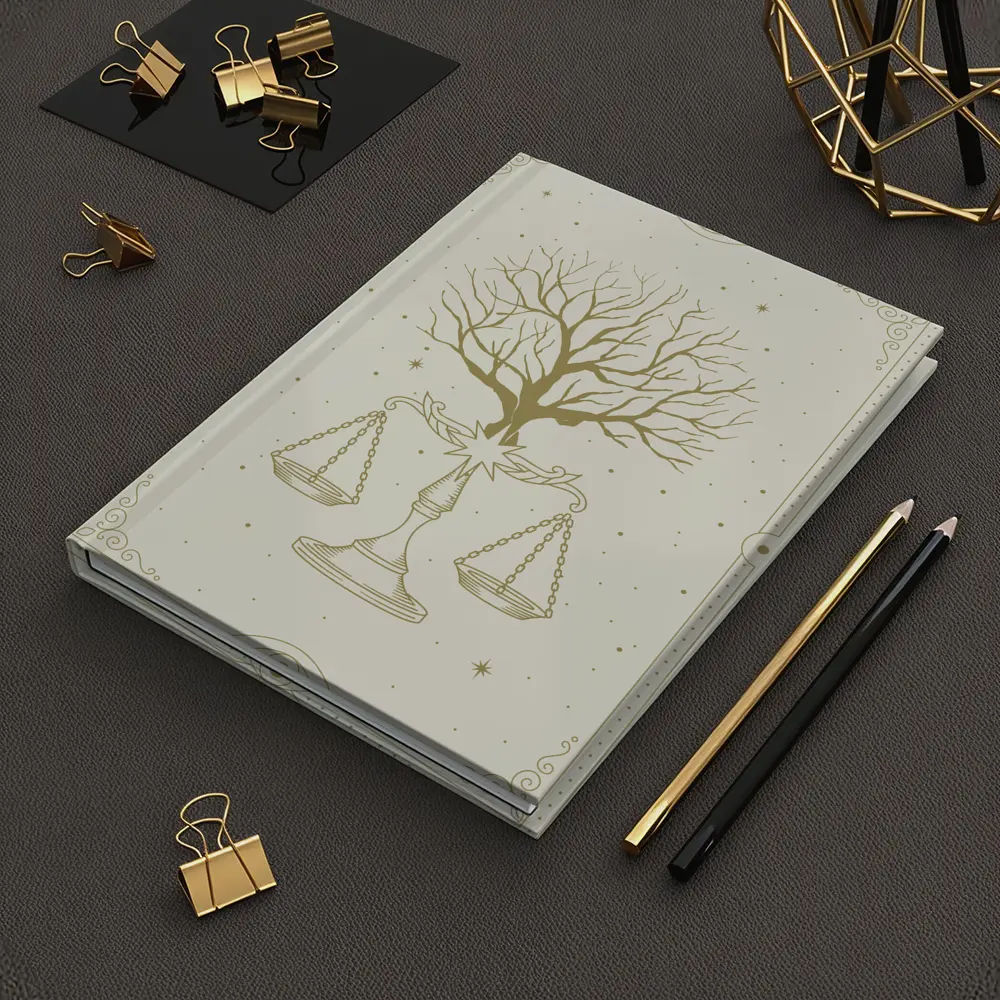 Libra Scales Tree Celestial Beige Gold Art – Notebooks