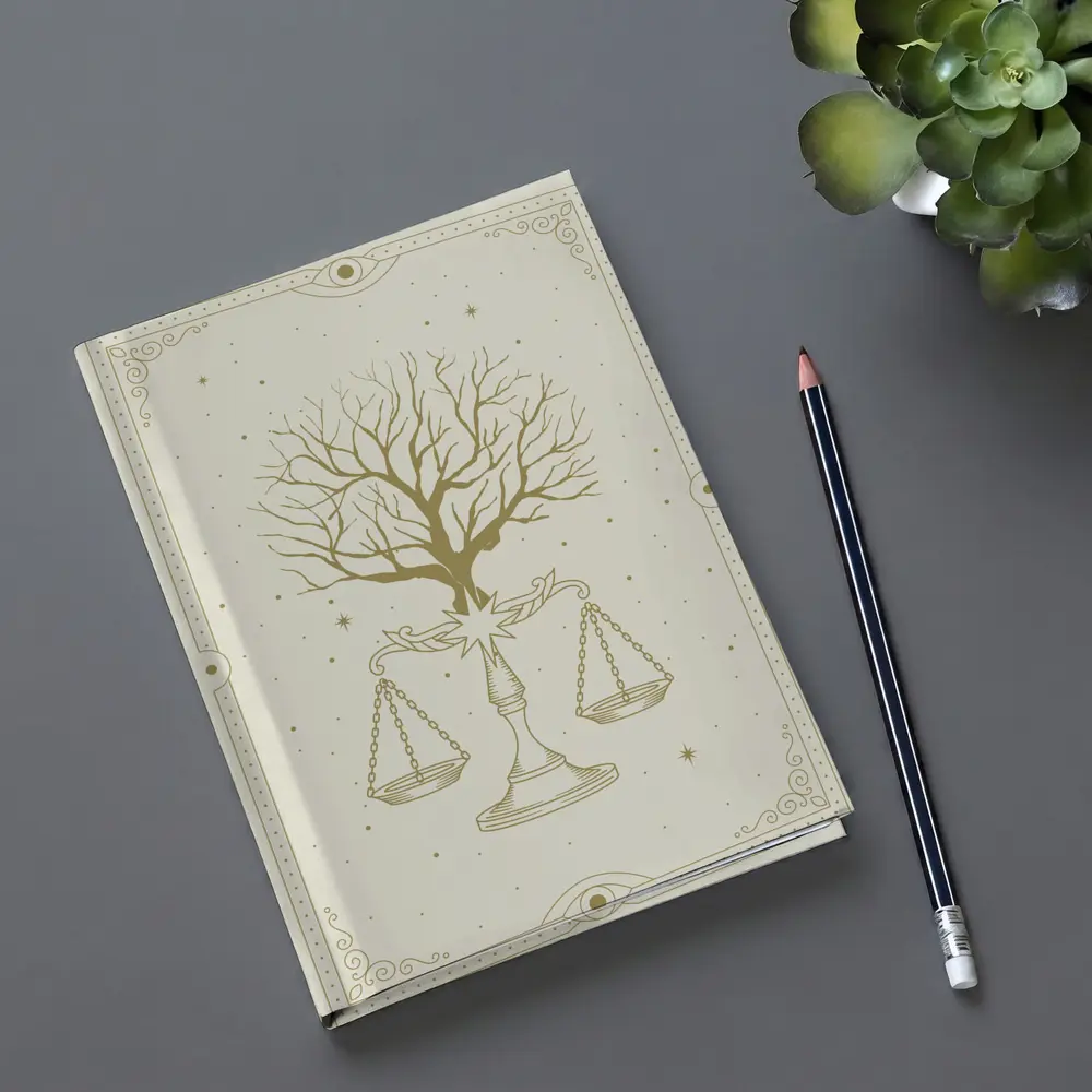 Libra Scales Tree Celestial Beige Gold Art – Notebooks
