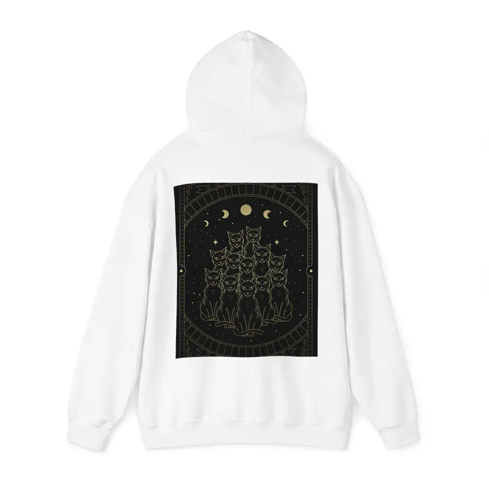 Black Cats Gold Moon Phases Night Sky – Hoodies