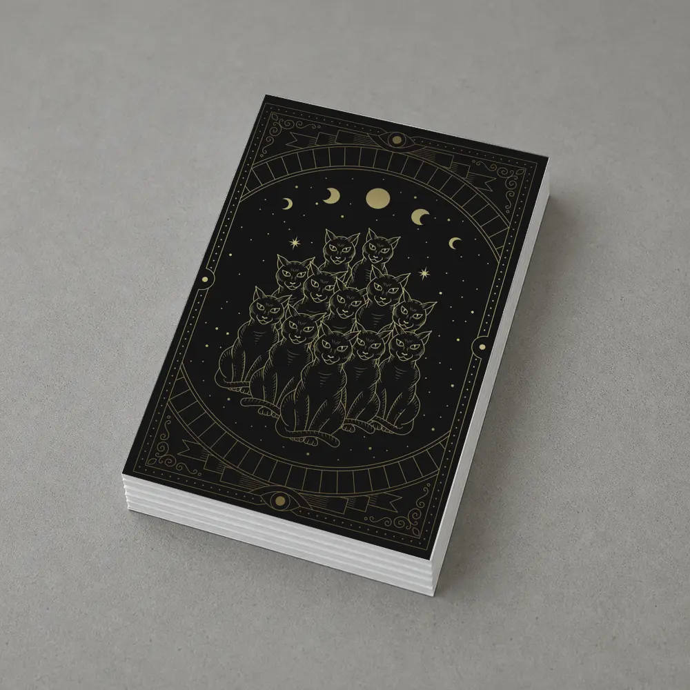 Black Cats Gold Moon Phases Night Sky – Postcards