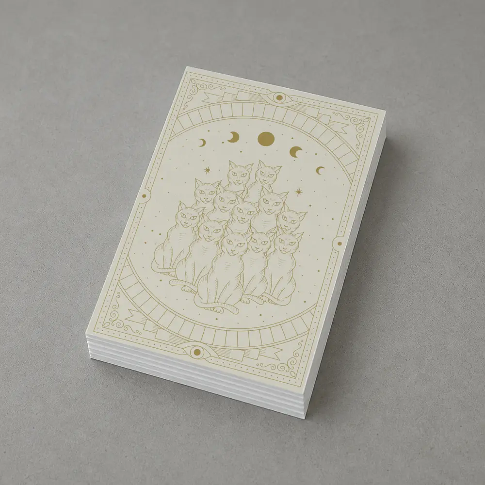 Mystical Cats Moon Phase Gold Art – Postcards