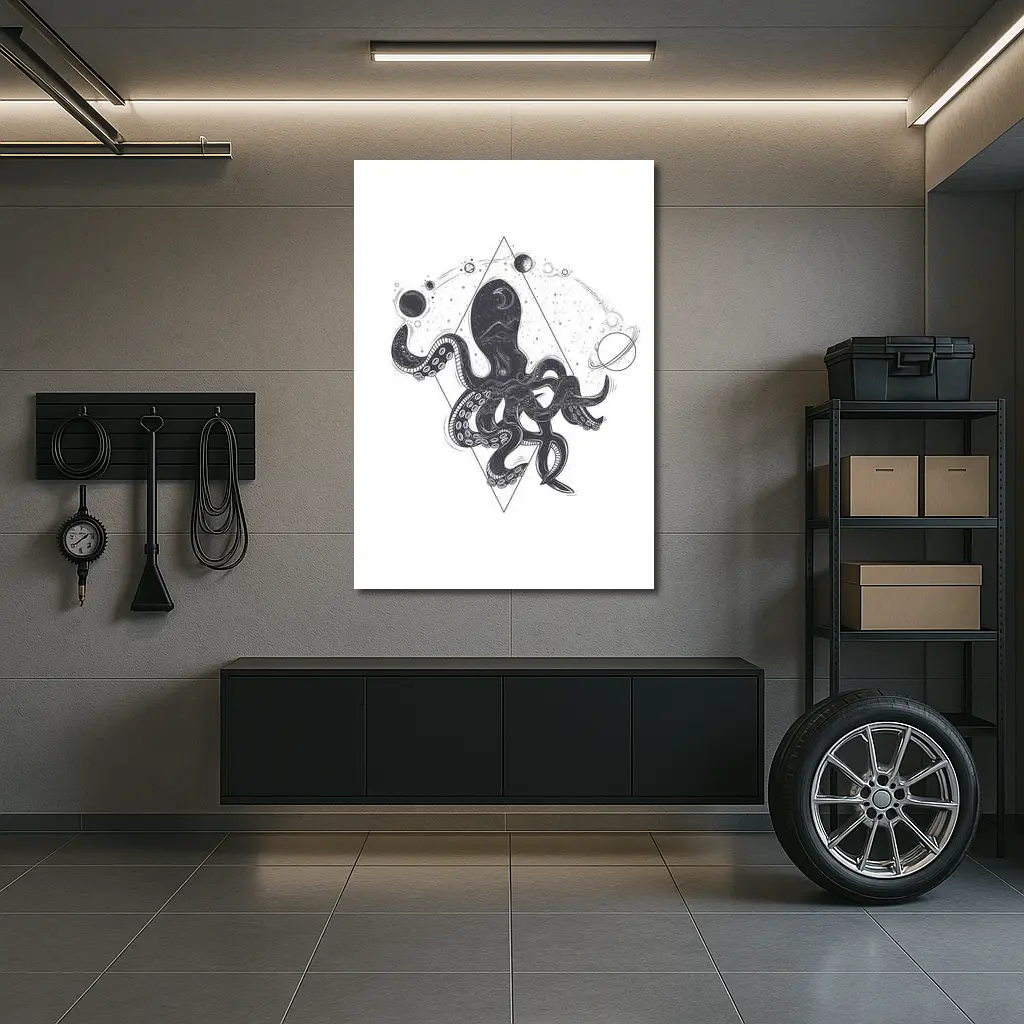 Cosmic Octopus Geometric Space Universe Art – Wall Art