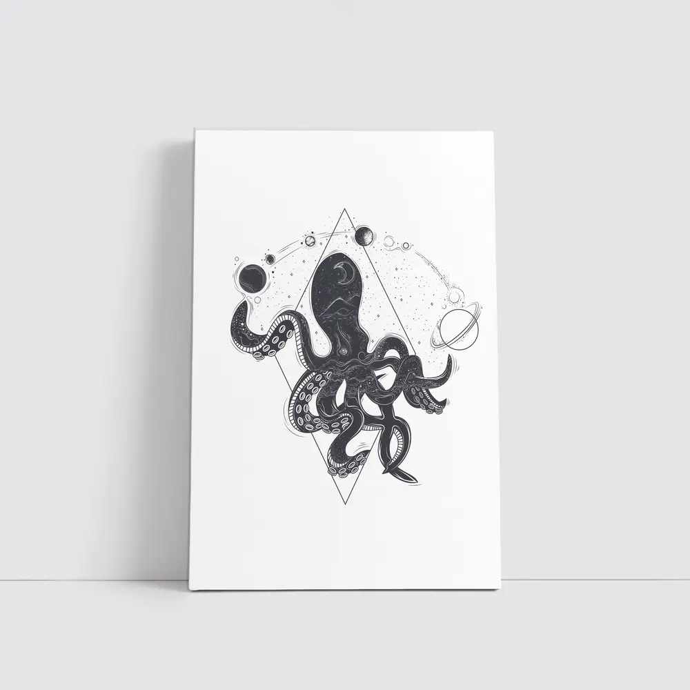 Cosmic Octopus Geometric Space Universe Art – Wall Art