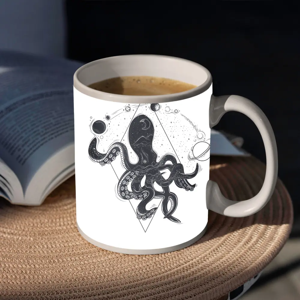 Cosmic Octopus Geometric Space Universe Art – Mugs