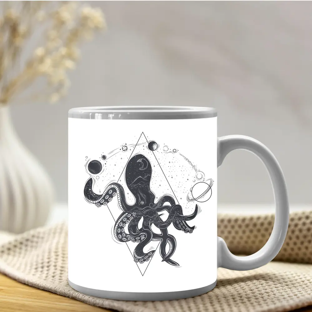 Cosmic Octopus Geometric Space Universe Art – Mugs