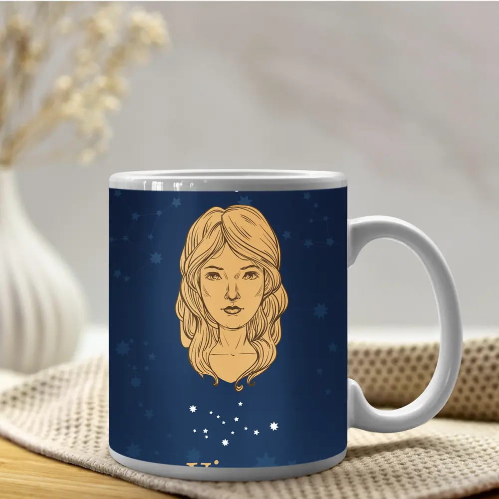 Virgo Zodiac Sign Woman Constellation Art – Mugs
