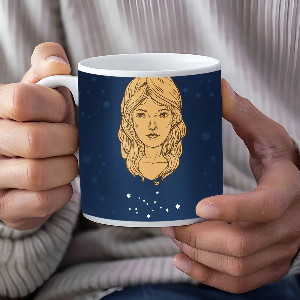 Virgo Zodiac Sign Woman Constellation Art – Mugs