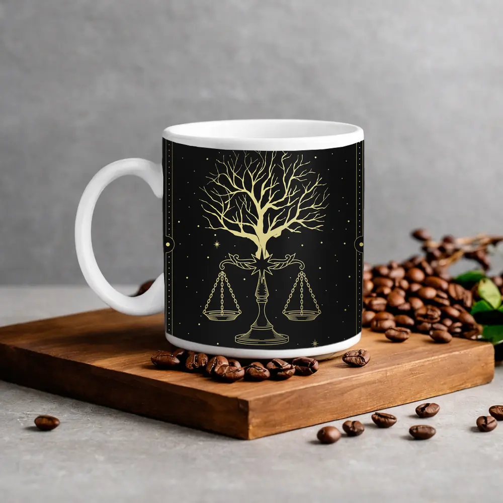 Libra Scale Tree Starry Night Gold – Mugs