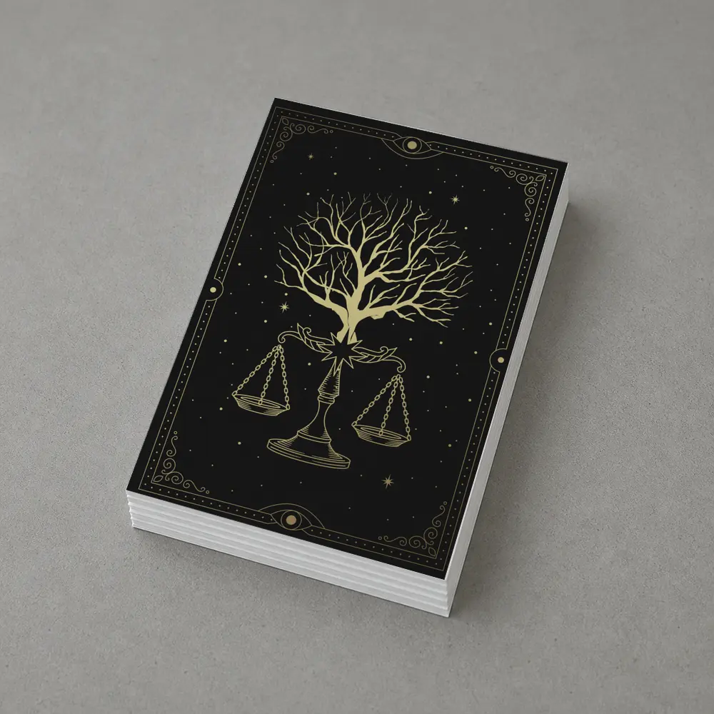 Libra Scale Tree Starry Night Gold – Postcards