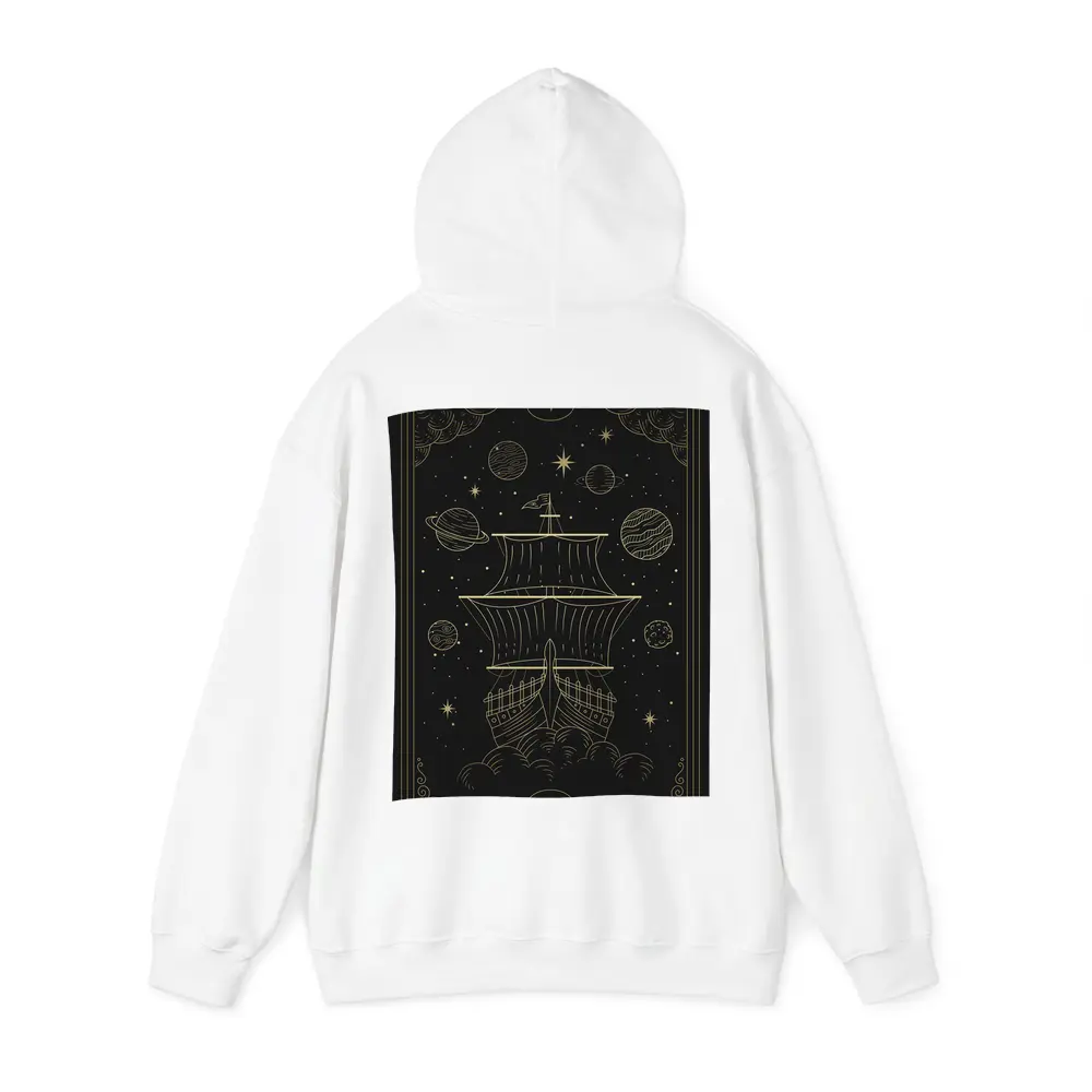 Gold Celestial Ship Sailing Through Space – Hoodies