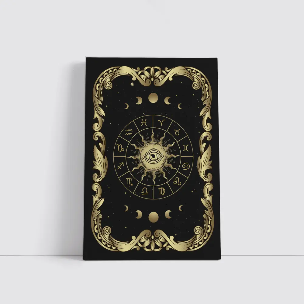 Zodiac Wheel All Seeing Eye Gold Black – Wall Art