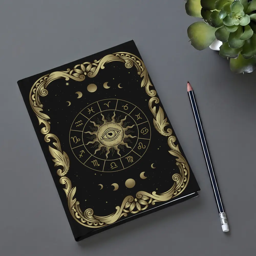 Zodiac Wheel All Seeing Eye Gold Black – Notebooks