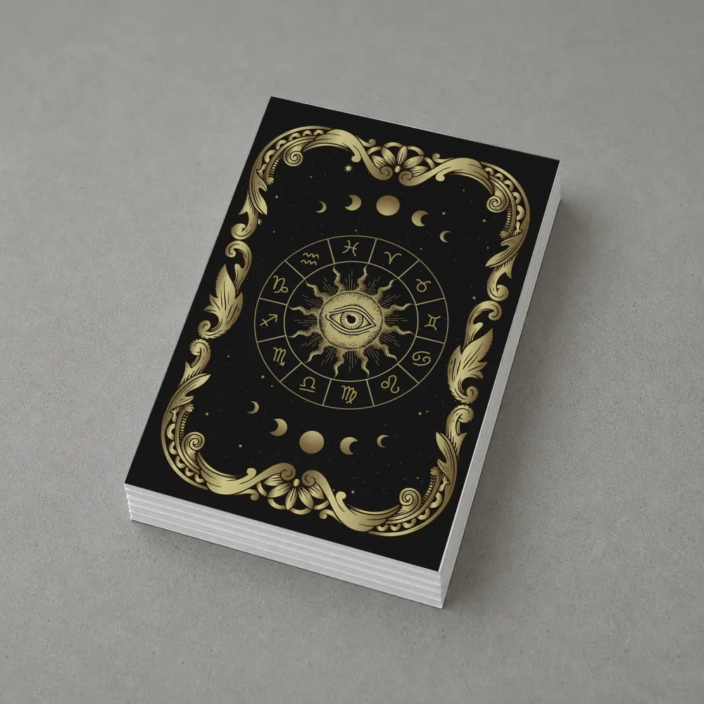 Zodiac Wheel All Seeing Eye Gold Black – Postcards