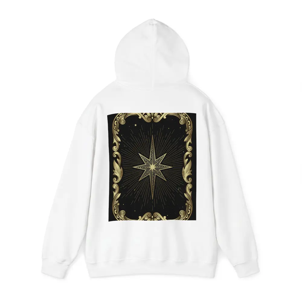Gold Eight Point Star Black Background – Hoodies