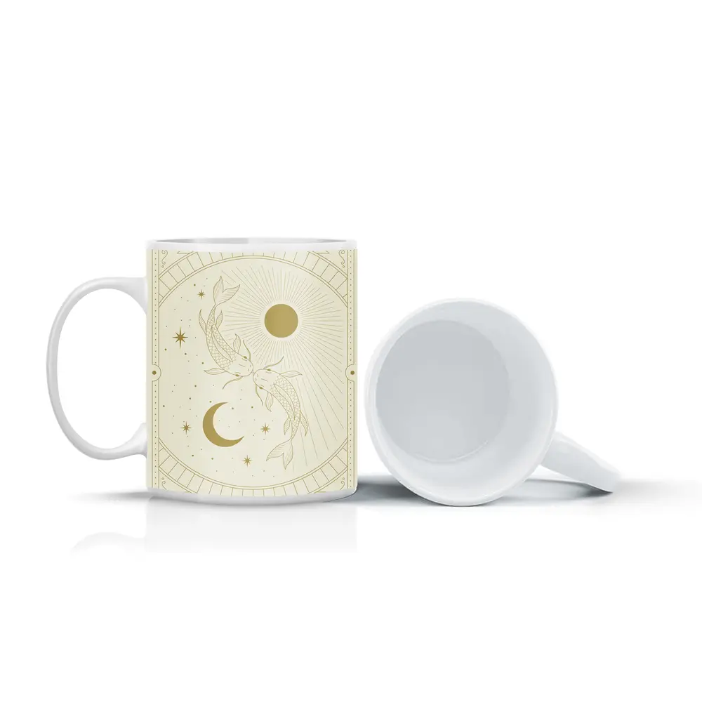 Pisces Koi Fish Sun Moon Gold Art – Mugs