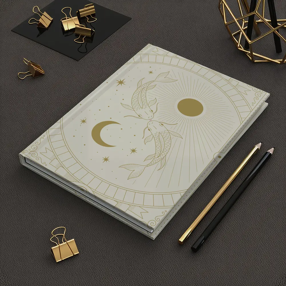 Pisces Koi Fish Sun Moon Gold Art – Notebooks