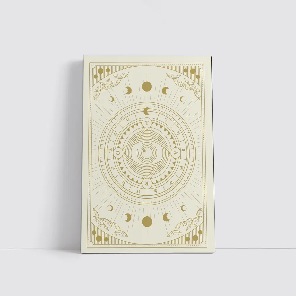 Gold Celestial Zodiac Wheel Mystical Art – Wall Art