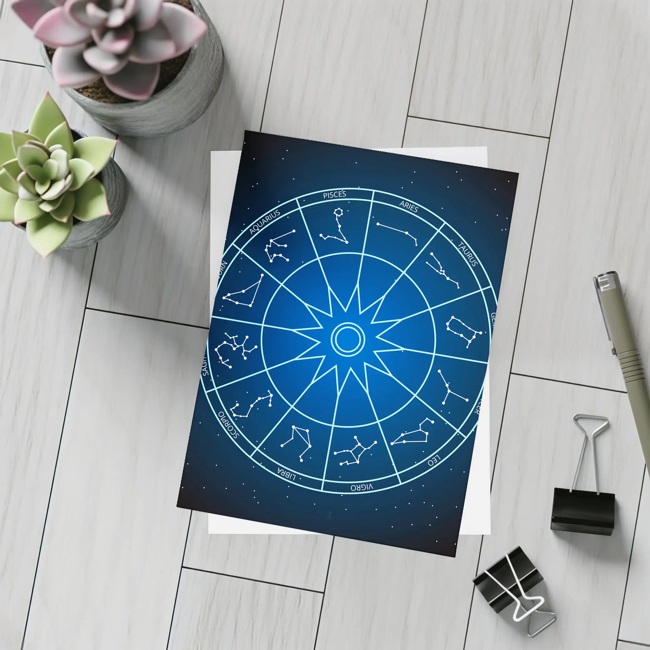 Zodiac Wheel All Signs Star Chart – Postcards