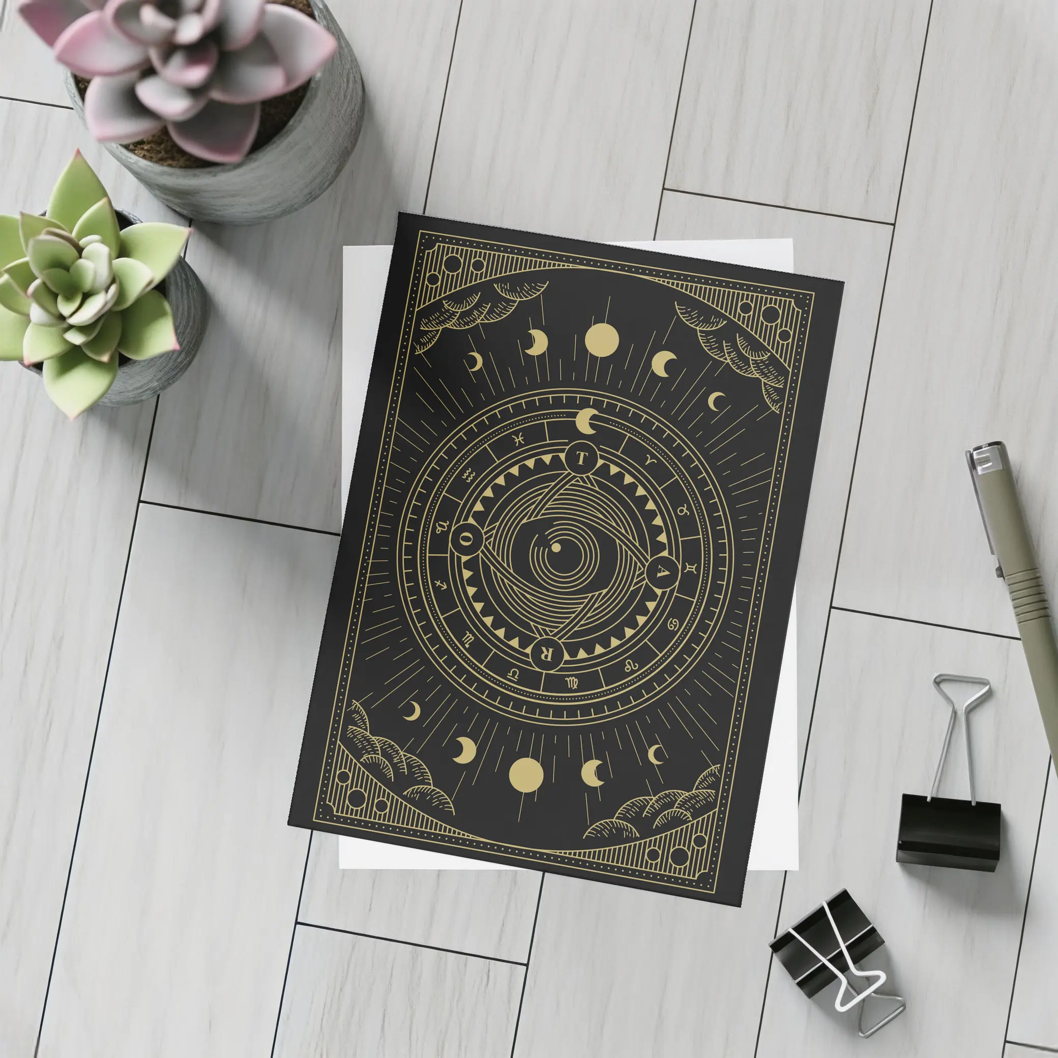 Gold Celestial Moon Phase Mystical Circle Art – Postcards