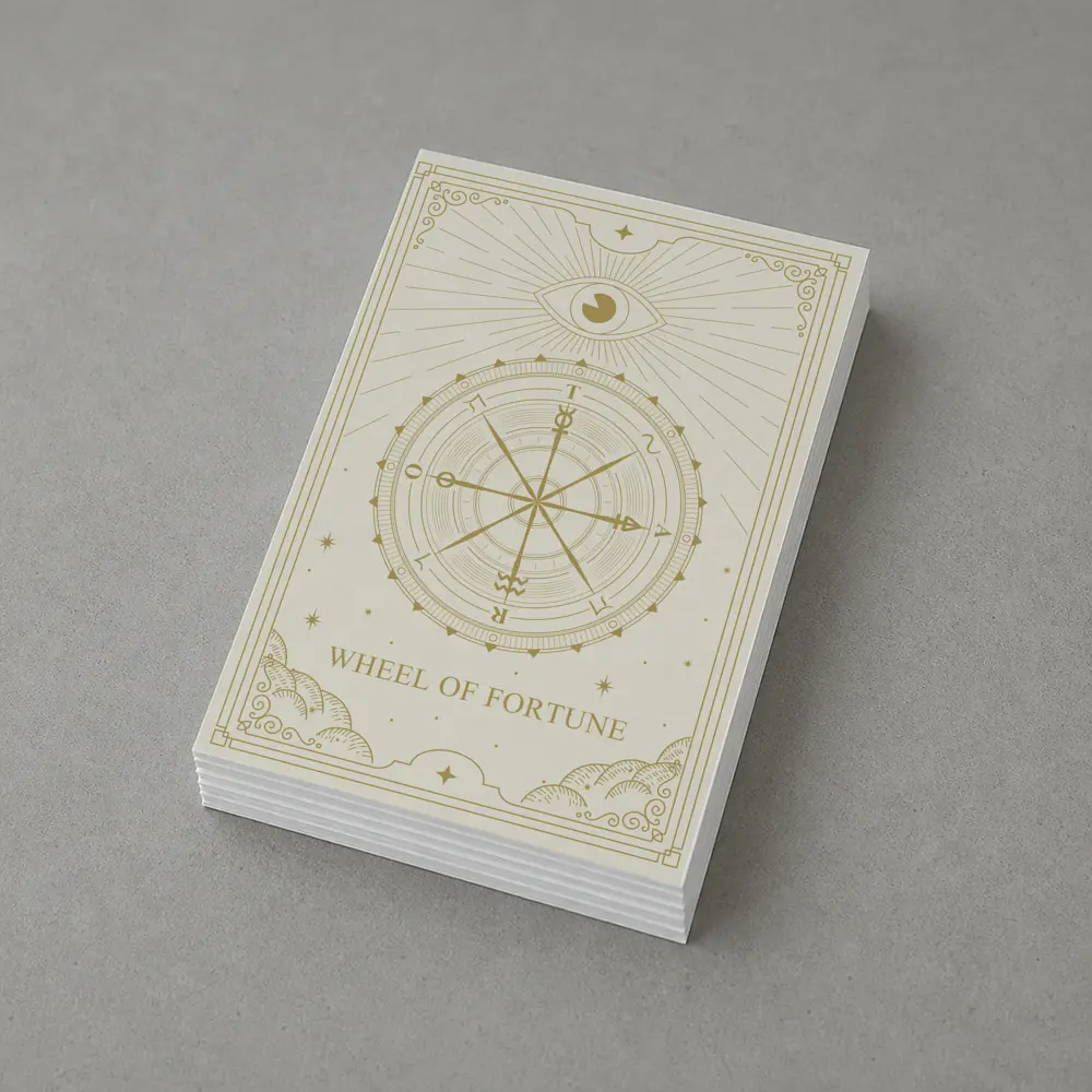Wheel of Fortune Tarot Card Gold Beige – Postcards