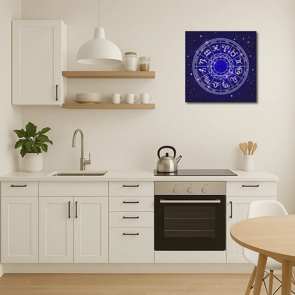 All Zodiac Signs Wheel Dark Blue Sky – Wall Art