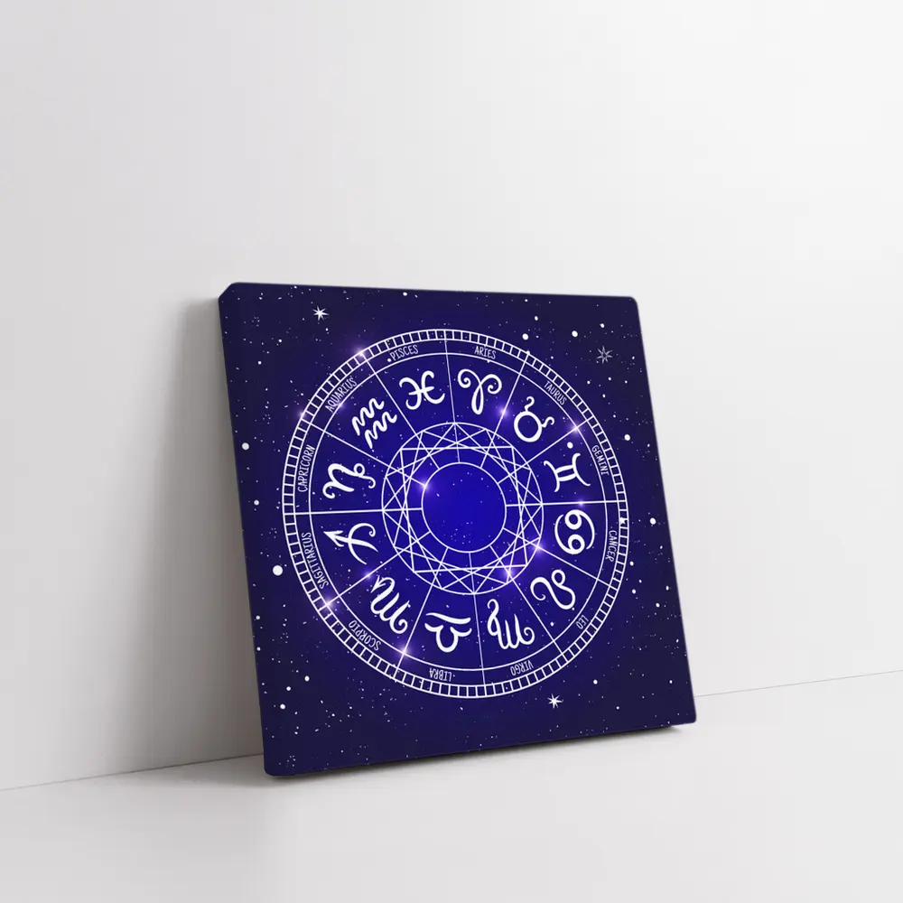 All Zodiac Signs Wheel Dark Blue Sky – Wall Art